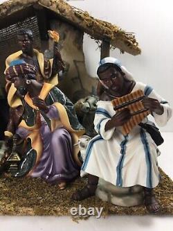 10pc AFRICAN AMERICAN/BLACK Nativity Set Grandeur Noel Collector 2000 Porcelain