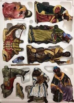 10pc AFRICAN AMERICAN/BLACK Nativity Set Grandeur Noel Collector 2000 Porcelain