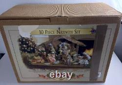 10pc AFRICAN AMERICAN/BLACK Nativity Set Grandeur Noel Collector 2000 Porcelain