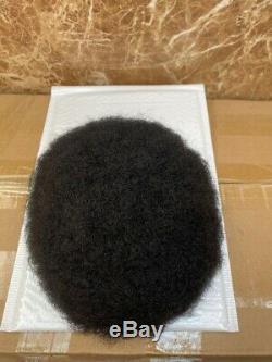 150% Handmade Afro Curly Toupee for Men Human Hair Black African American Wigs