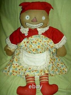 15 Georgene Beloved Belindy 40s Raggedy Ann black outlined nose cloth rag doll