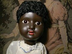 16 Antique Black Painted Bisque Child, Glass Eyes, As Found