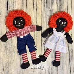 17 Vintage Black African American Raggedy Ann And Andy Doll Set