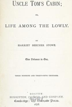 1852 UNCLE TOM'S CABIN African HARRIET BEECHER STOWE us American BLACK HISTORY