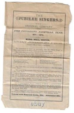 1879 Fisk Jubilee Singers Black African American Program Boston A Cappella TN