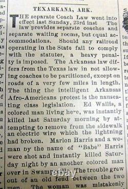 1891 African-American newspaper JIM CROW racial SEGREGATION in TEXAS & ARKANSAS