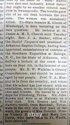 1891 African-American newspaper JIM CROW racial SEGREGATION in TEXAS & ARKANSAS