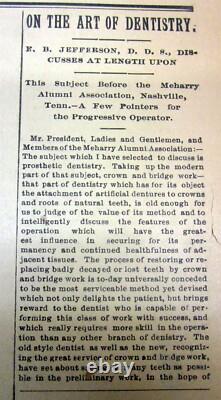 1897 African-American newspaper W T JEFFERSON is 1st BLACK DENTIST nTHE US ARMY