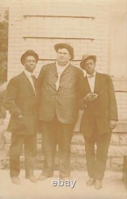 1910s RPPC African American Black Men Fat White Guy Boxer Manager Photo Postca