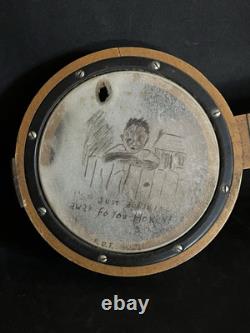 1920's Antique African American Folk Art Black Americana Drawing MS Banjo