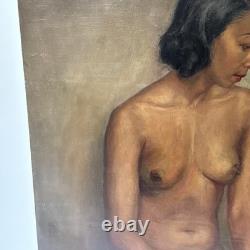 1930's Nude Painting Black Woman African American Signed Mystery 24 Antique Oil