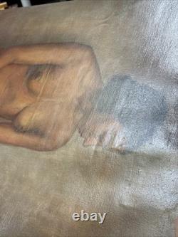 1930's Nude Painting Black Woman African American Signed Mystery 24 Antique Oil