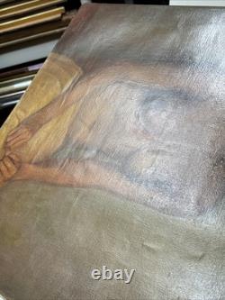 1930's Nude Painting Black Woman African American Signed Mystery 24 Antique Oil