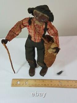 1930s Nut Head Doll'Old Black Joe' LOVELEIGH Novelty Americana Walnut Folk Art