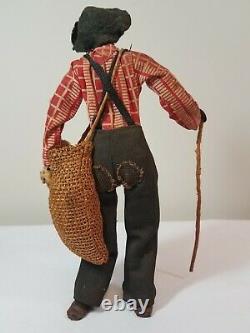 1930s Nut Head Doll'Old Black Joe' LOVELEIGH Novelty Americana Walnut Folk Art