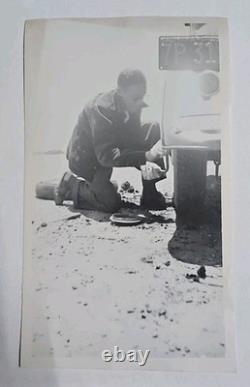 1939 Photo African American Black Man California Changing Tire Man 3 1/2 x 6