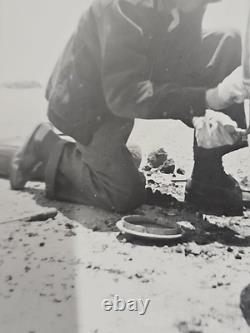 1939 Photo African American Black Man California Changing Tire Man 3 1/2 x 6