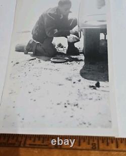 1939 Photo African American Black Man California Changing Tire Man 3 1/2 x 6