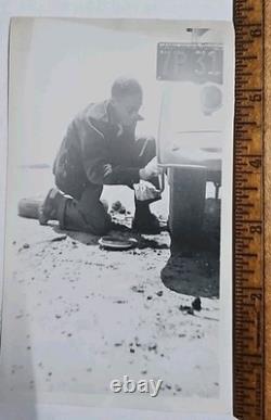 1939 Photo African American Black Man California Changing Tire Man 3 1/2 x 6