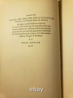 1945'BLACK BOY' by RICHARD WRIGHT 1ST ED DJ AFRICAN AMERICAN BIOGRAPHY RACISM
