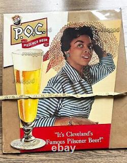 1950s P. O. C. Pride of Cleveland beer Advertising Sign African American Black