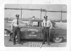 1950s Snapshot Photo Chicago PD African American Black Cops Patrol Car 151 CPD