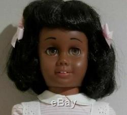 1960's MATTEL Black Afro American CHATTY CATHY Doll A. O. Pink Candy Stripe Dress