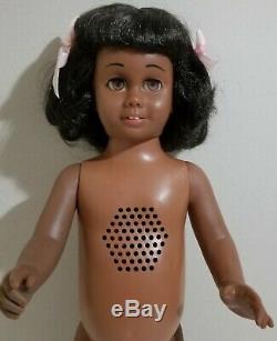 1960's MATTEL Black Afro American CHATTY CATHY Doll A. O. Pink Candy Stripe Dress