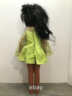 1969 Ideal Black African American CRISSY Grow Hair Doll in Green Dress