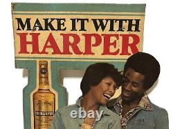 1970s I W HARPER Bourbon Store Display SIGN with African American BLACK Couple