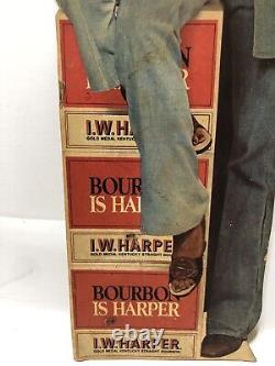 1970s I W HARPER Bourbon Store Display SIGN with African American BLACK Couple