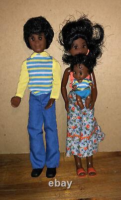 1973 Mattel African American Black Happy Family Dolls Hal Hattie & Hon