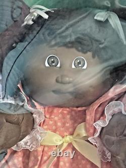 1985 Cabbage Patch Kids 16 Black African American Girl Doll In Box Orange Dress