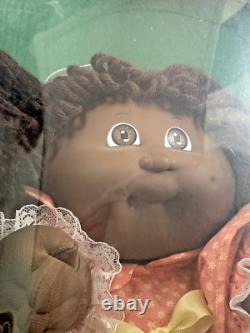 1985 Cabbage Patch Kids 16 Black African American Girl Doll In Box Orange Dress