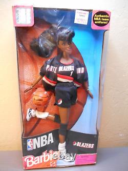 1998 NBA Blazers Barbie African American Barbie Doll Never Removed From Box