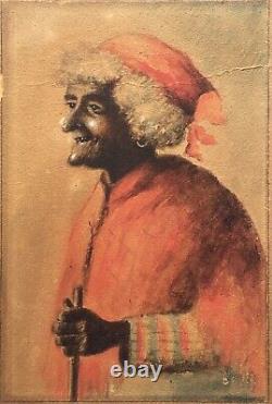 19th Century Old Southern Georgia African American Black Woman Folk Art Painting