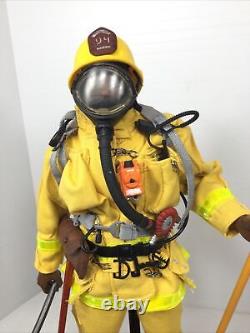 1/6 Customized African American Black Firefighter Fireman + Stand 911 + Gear