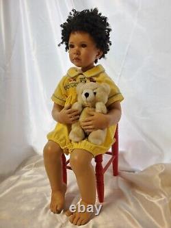 20 Artist resin Doll signed Boy African American ethnic hair Joan Blackwood