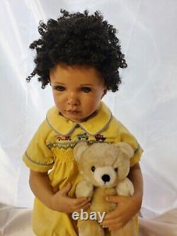 20 Artist resin Doll signed Boy African American ethnic hair Joan Blackwood