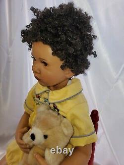 20 Artist resin Doll signed Boy African American ethnic hair Joan Blackwood