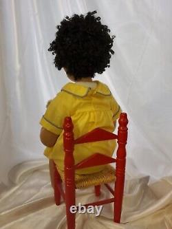 20 Artist resin Doll signed Boy African American ethnic hair Joan Blackwood