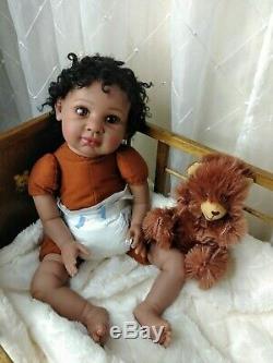 21-22 Reborn Baby Doll Soft Vinyl AA/African/Ethnic/Black Realistic Boy