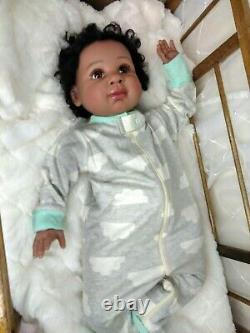 21-22 Reborn Baby Doll Soft Vinyl AA/African/Ethnic/Black Realistic Boy