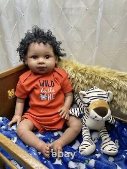 21-22 Reborn Baby Doll Soft Vinyl AA/African/Ethnic/Black Realistic Boy