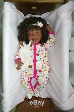 22-23 Curly AA/Ethnic/Black/African/Biracial Smiling Toddler Reborn Girl Doll