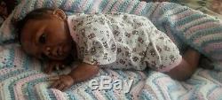 22 African American baby girl reborn doll awake ethnic biracial black ooak