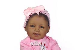 22 Reborn Baby Dolls African American Girl Twins Silicone Vinyl Doll Black Skin