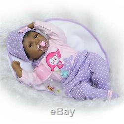 22 Reborn Baby Dolls African American Girl Twins Silicone Vinyl Doll Black Skin