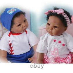 22 inch Black Twins Babys Lifelike Biracial African American Reborn Baby Dolls