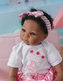 22 inch Black Twins Babys Lifelike Biracial African American Reborn Baby Dolls